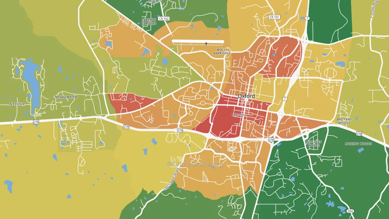 University, MS Map of Vandalism Rates