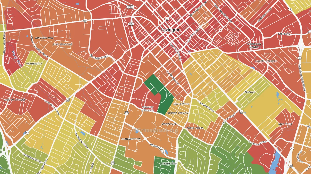 University of Kentucky, Lexington, KY Map of Vandalism Rates