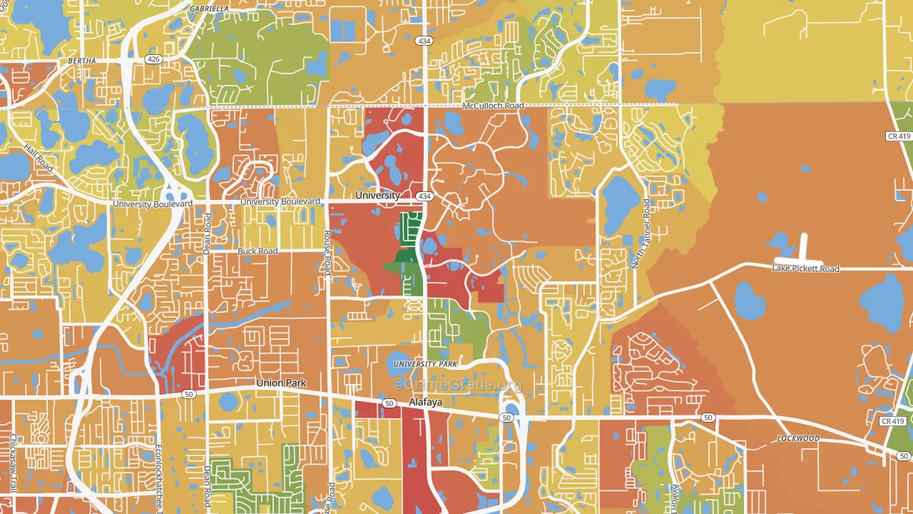 university, Orlando, FL Map of Vandalism Rates