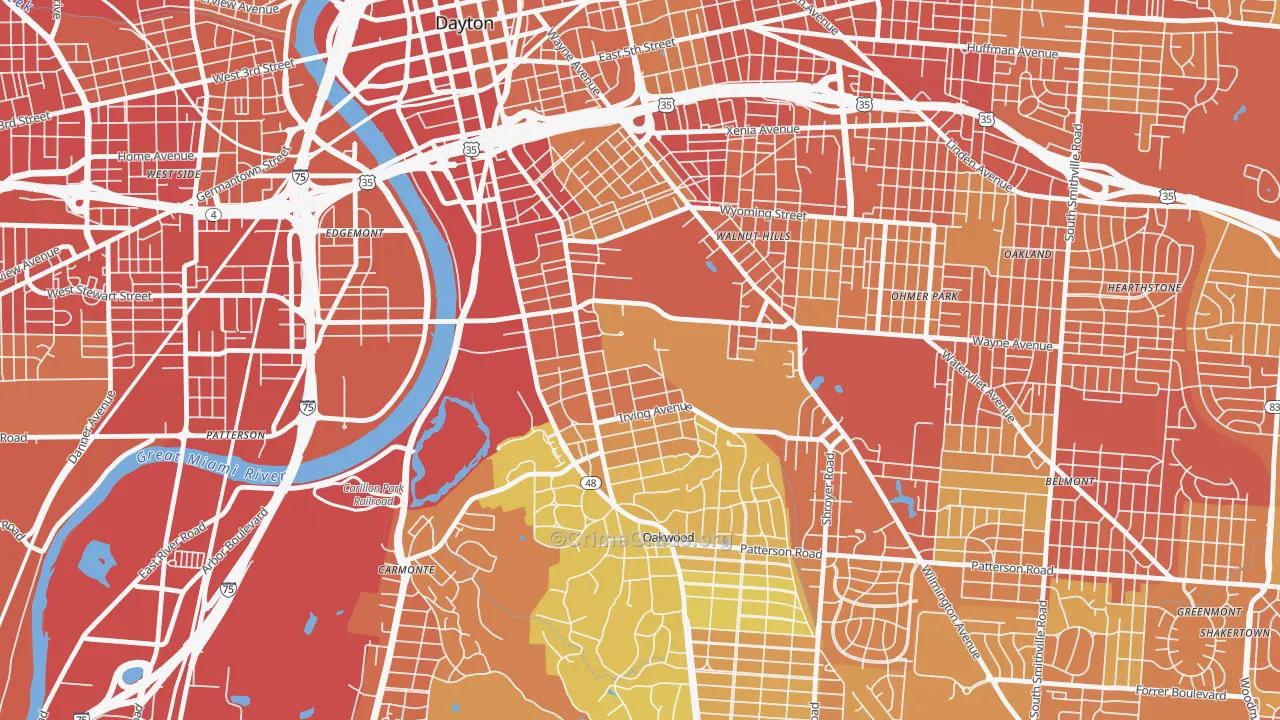 University Park, Dayton, OH Map of Vandalism Rates