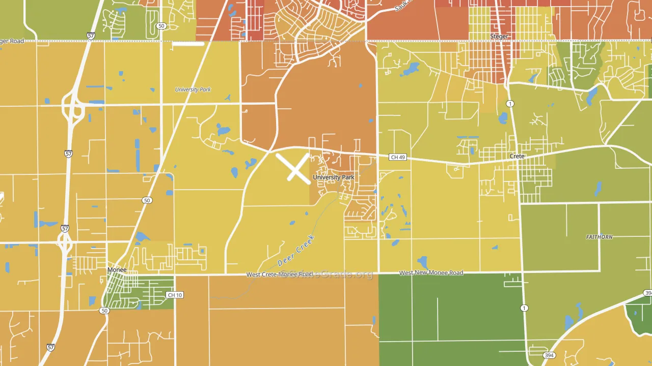 University Park, IL Map of Vandalism Rates