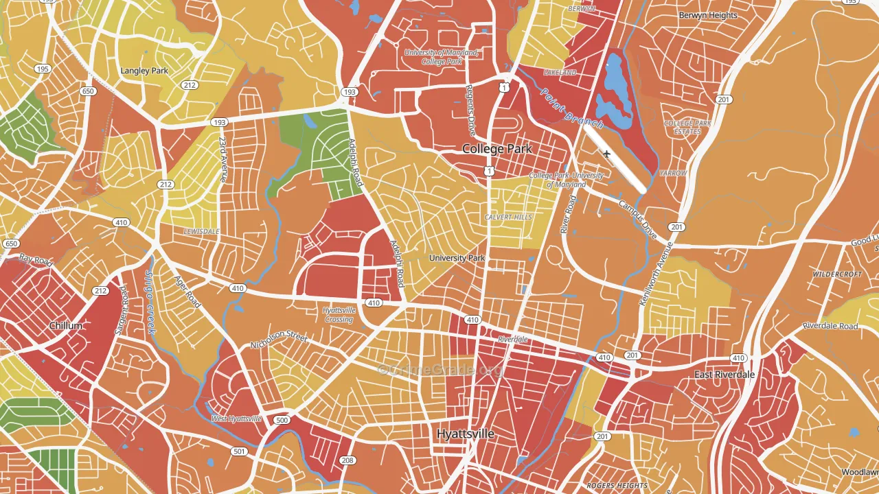 University Park, MD Map of Vandalism Rates