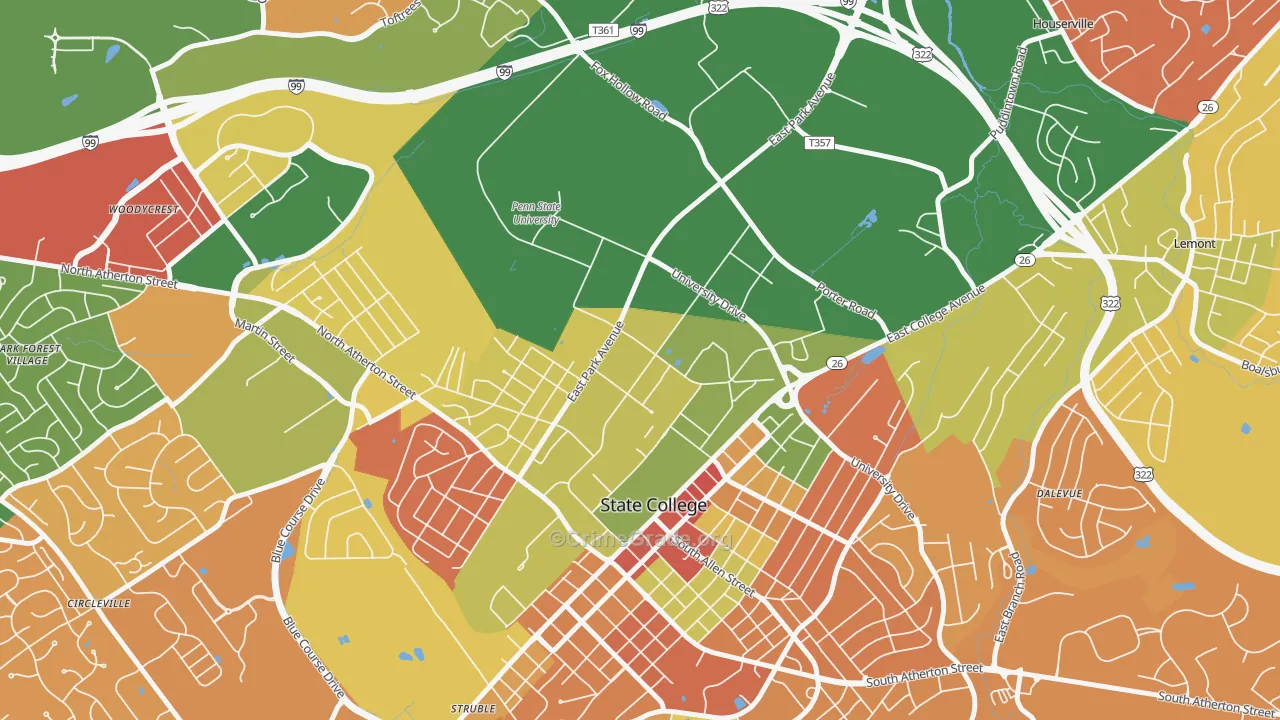 University Park, PA Map of Vandalism Rates