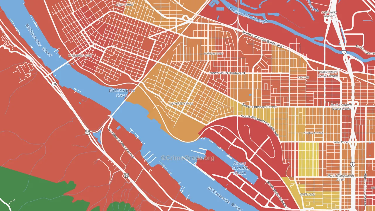 University Park, Portland, OR Map of Vandalism Rates
