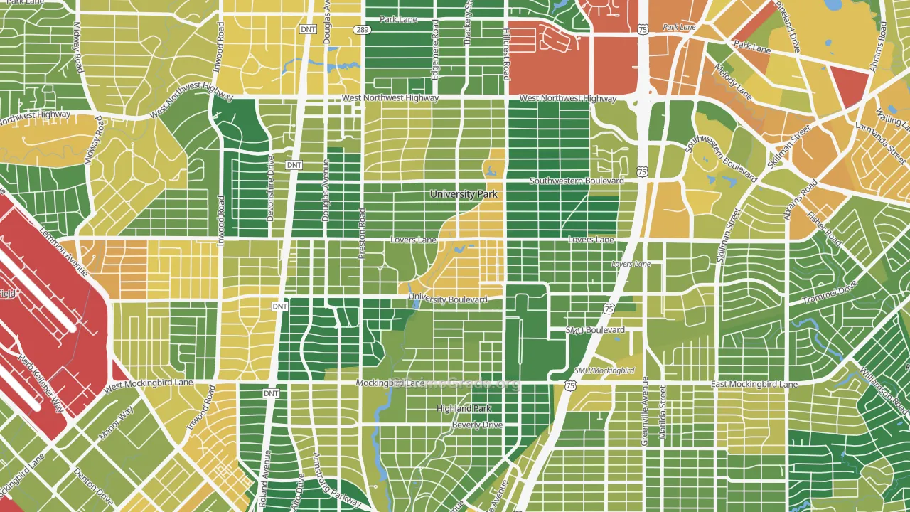 University Park, TX Map of Vandalism Rates