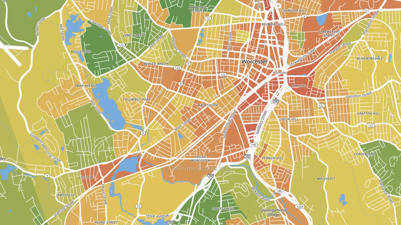 University Park, Worcester, MA Map of Vandalism Rates