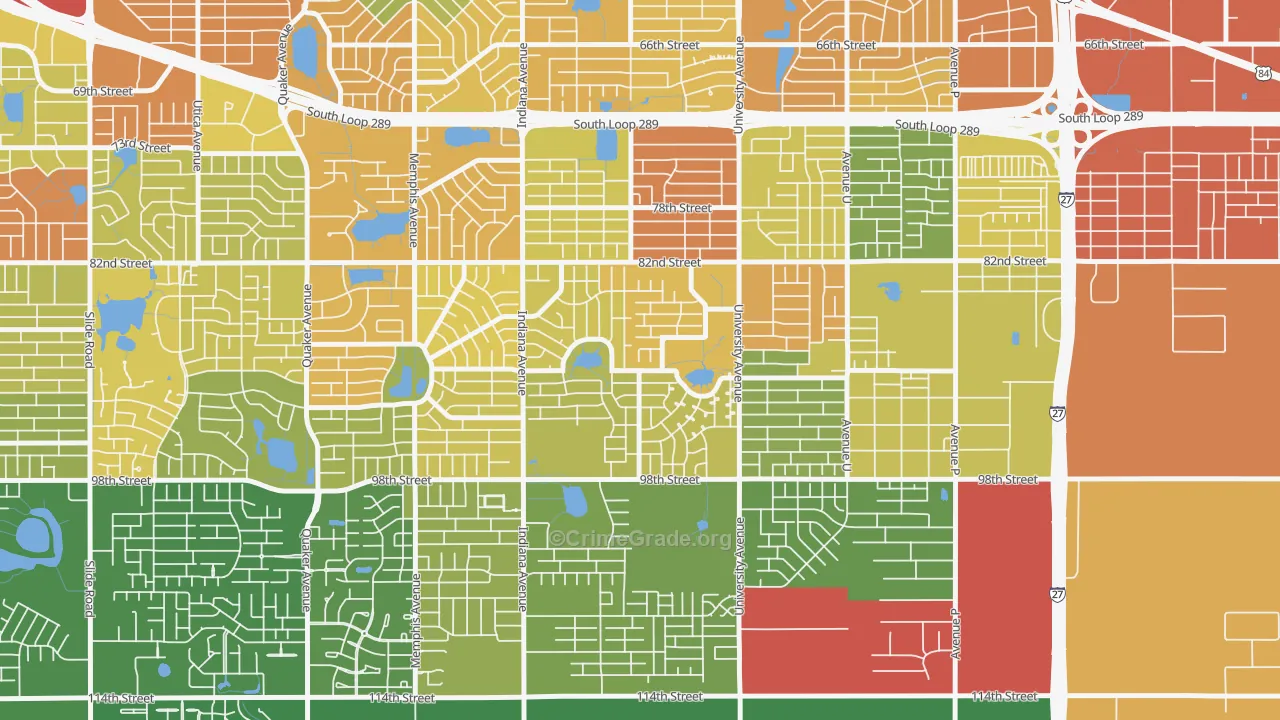 University Pines, Lubbock, TX Map of Vandalism Rates