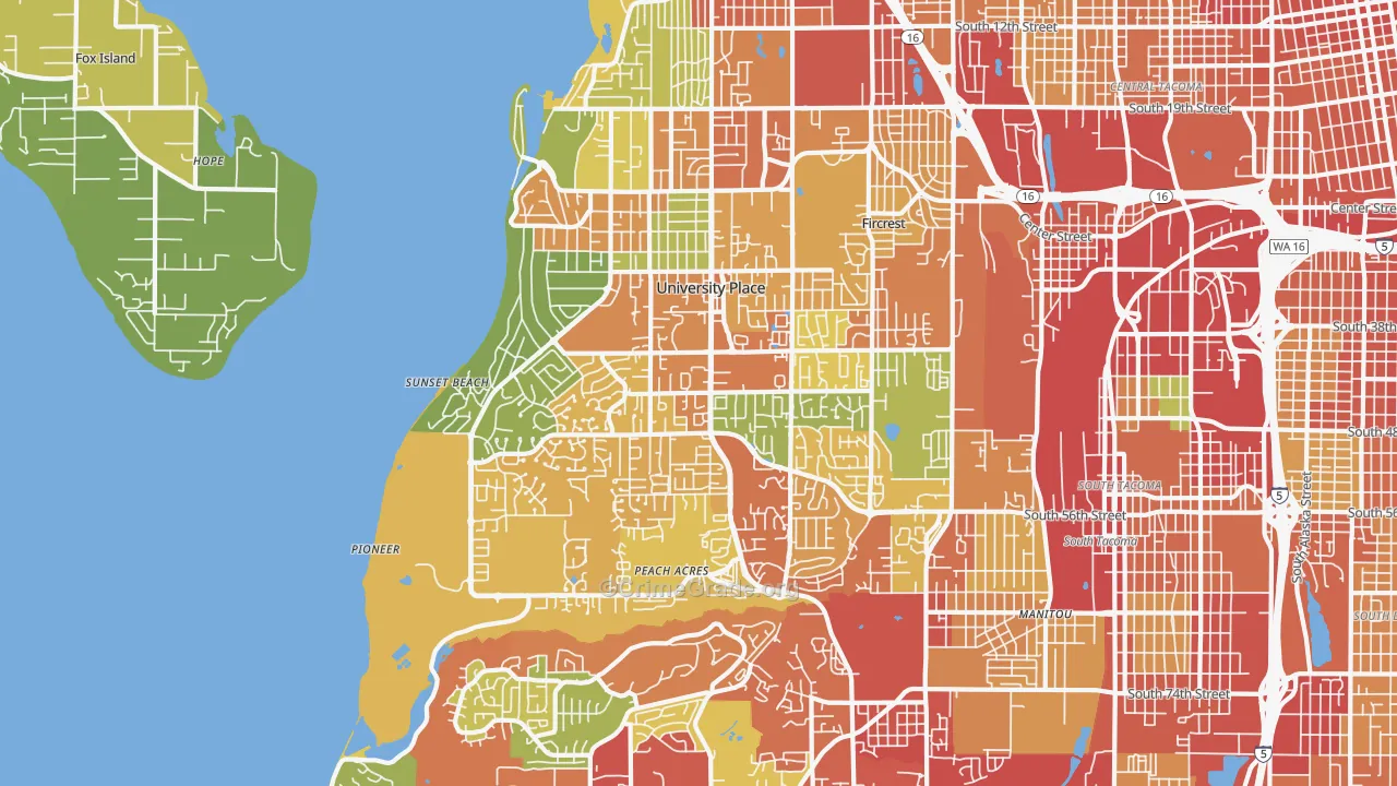 University Place, WA Map of Vandalism Rates