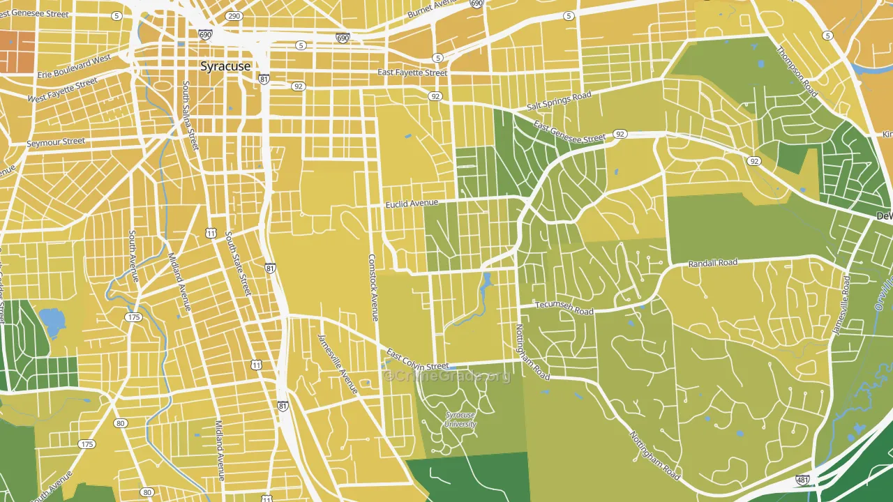 University-Syracuse, Syracuse, NY Map of Vandalism Rates
