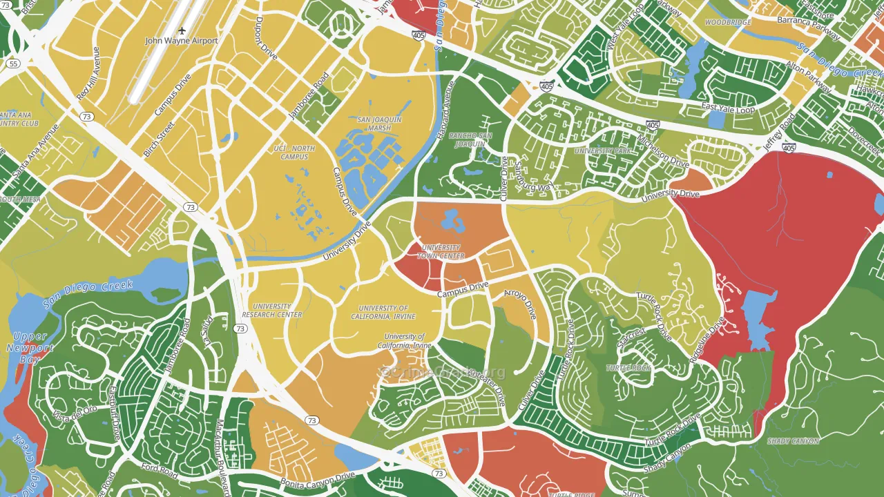 University Town Center, Irvine, CA Map of Vandalism Rates