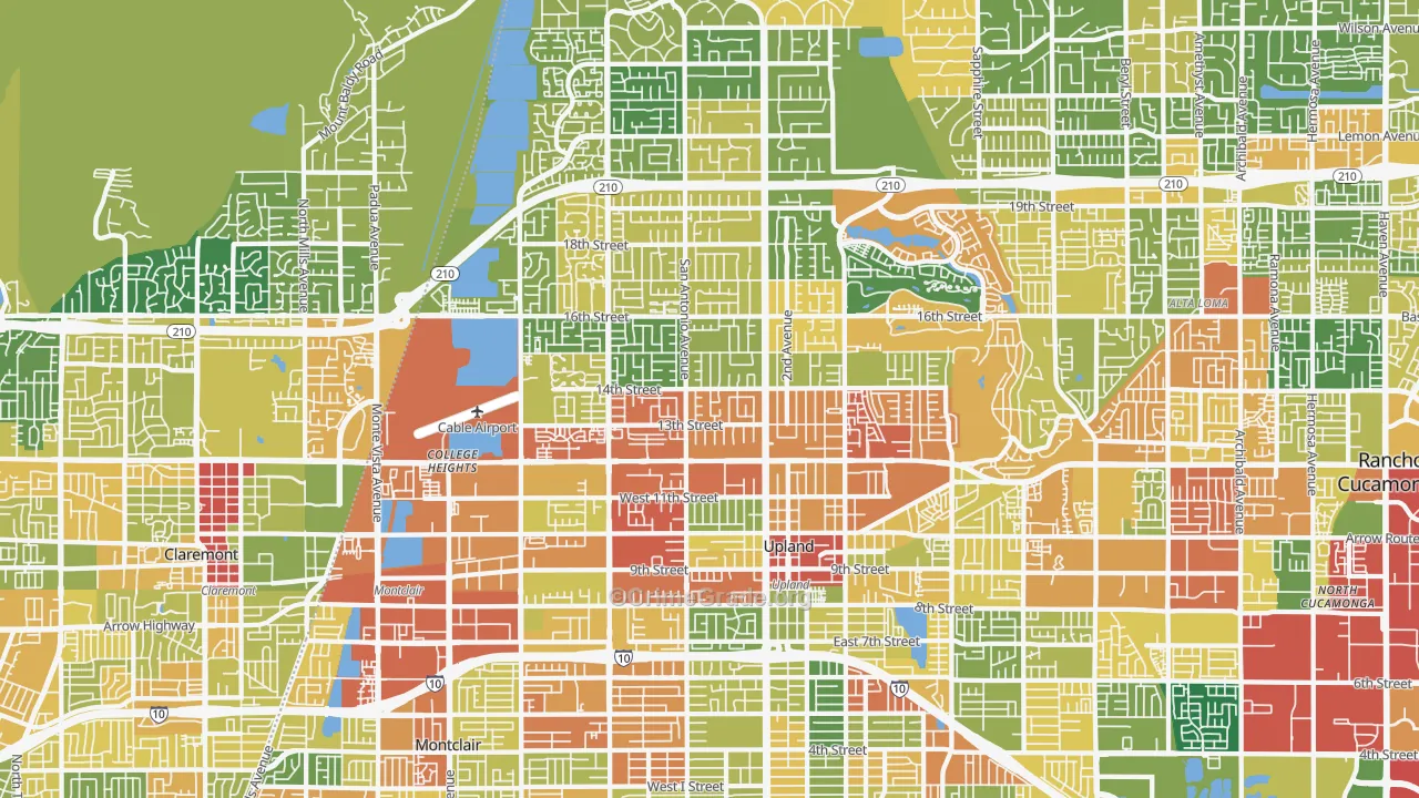 Upland, CA Map of Vandalism Rates