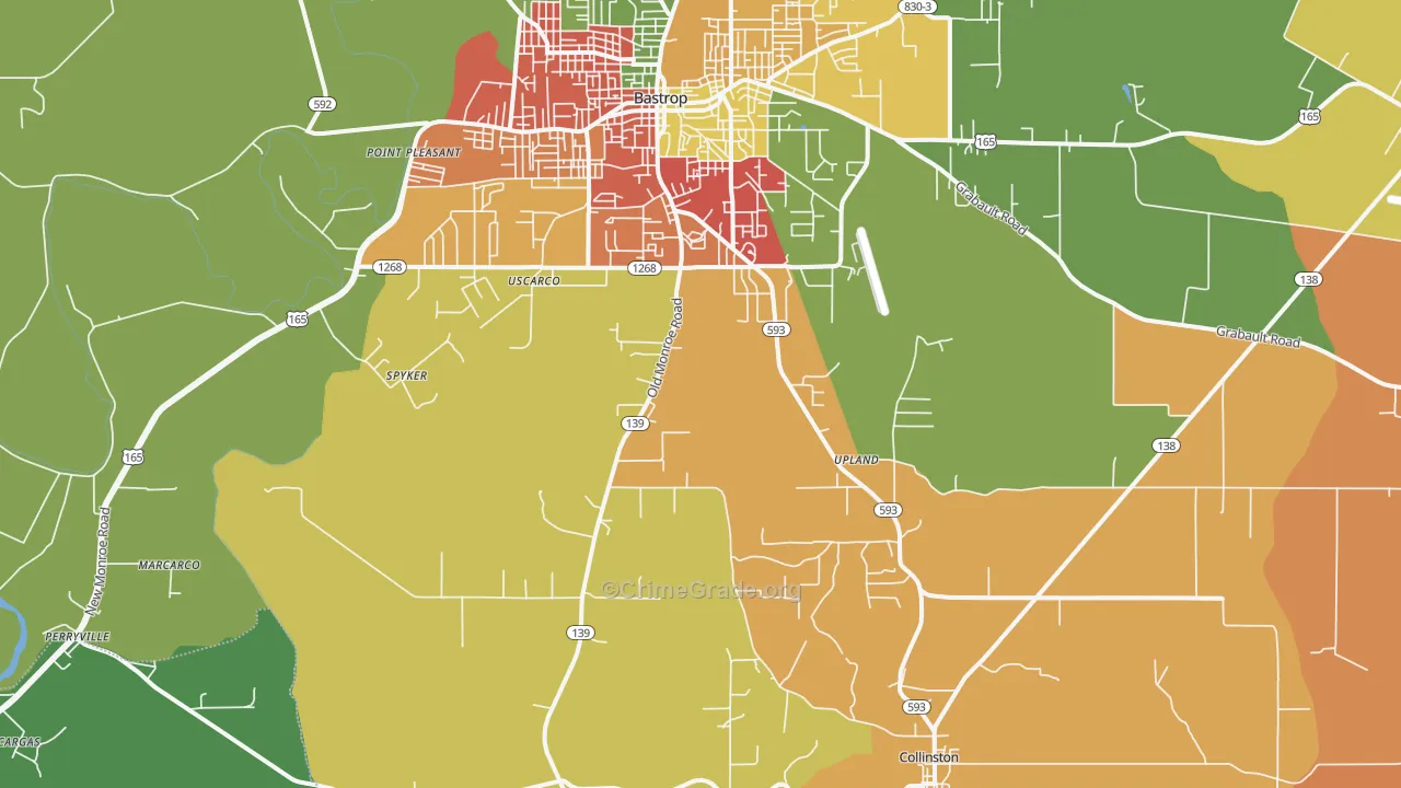 Upland, LA Map of Vandalism Rates