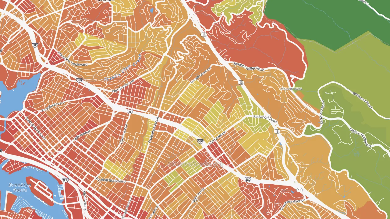 Upper Dimond, Oakland, CA Map of Vandalism Rates