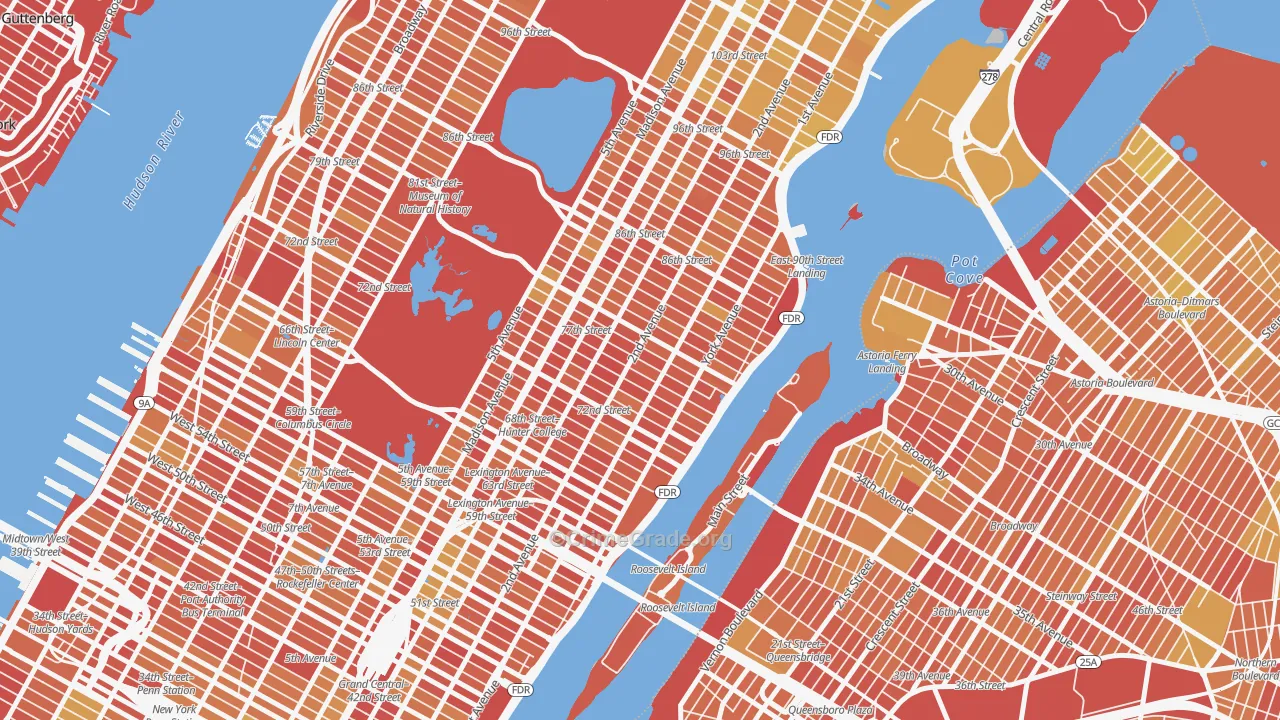 Upper East Side, Manhattan, NY Map of Vandalism Rates