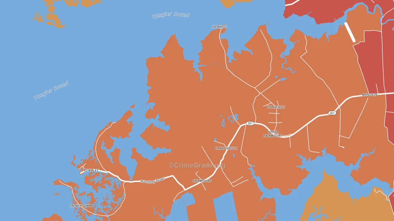 Upper Fairmount, MD Map of Vandalism Rates