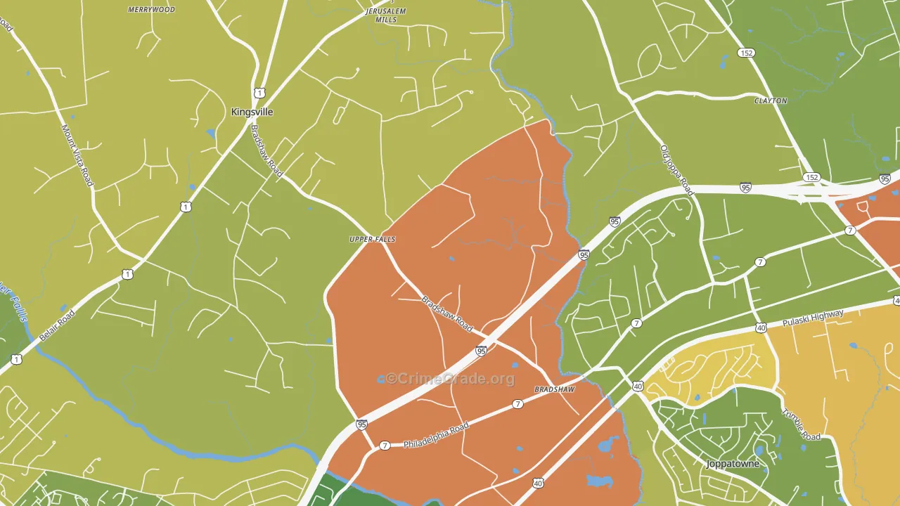 Upper Falls, MD Map of Vandalism Rates