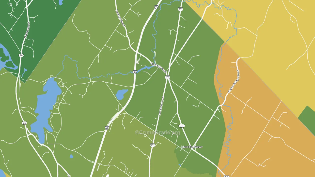 Upper Gloucester, ME Map of Vandalism Rates