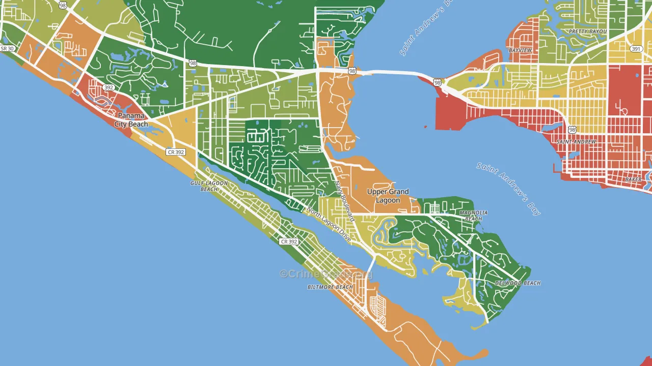 Upper Grand Lagoon, FL Map of Vandalism Rates