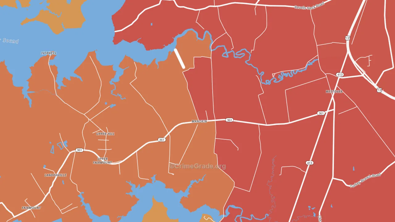 Upper Hill, MD Map of Vandalism Rates