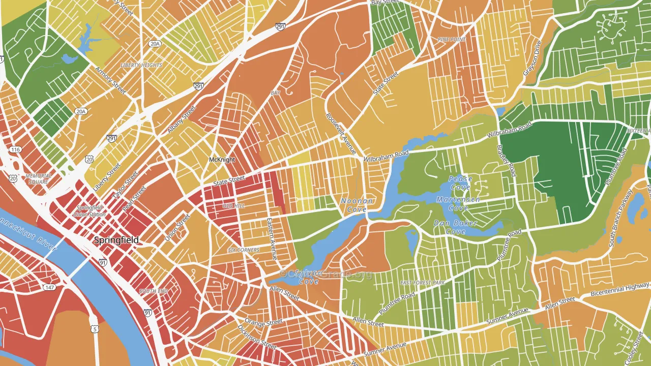 Upper Hill, Springfield, MA Map of Vandalism Rates