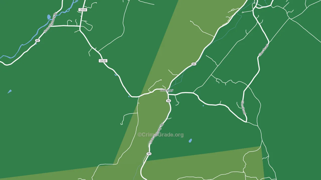 Upper Jay, NY Map of Vandalism Rates