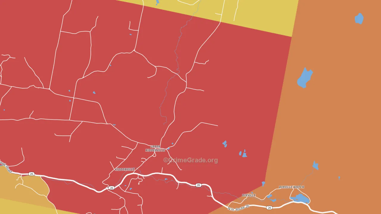 Upper Kidderville, NH Map of Vandalism Rates