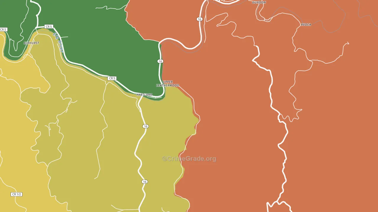 Upper Leatherwood, WV Map of Vandalism Rates