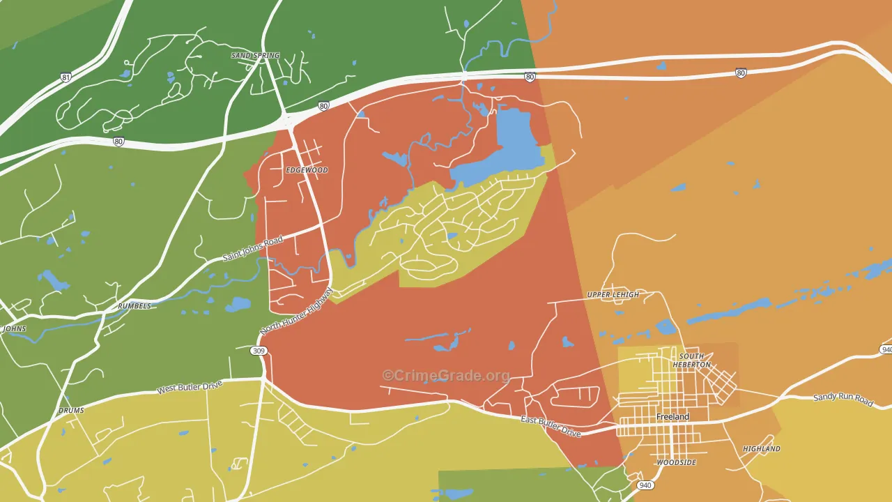 Upper Lehigh, PA Map of Vandalism Rates