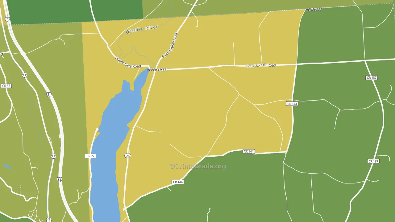 Upper Lisle, NY Map of Vandalism Rates