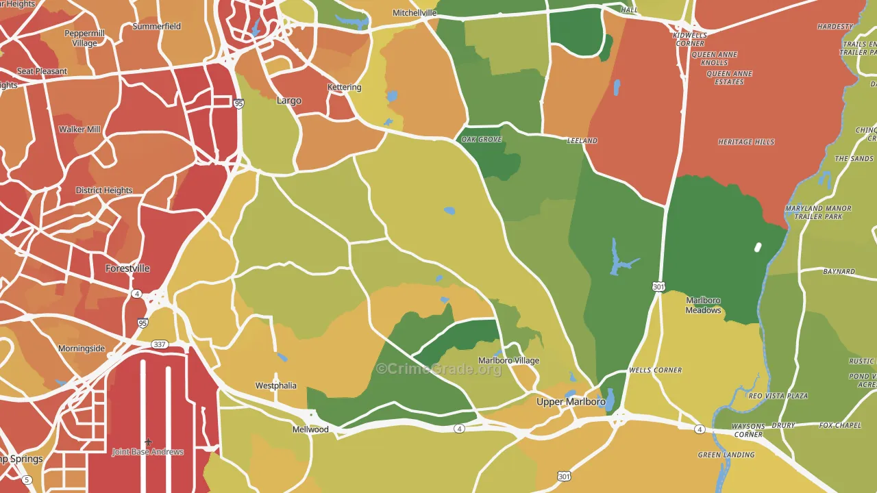 Upper Marlboro, MD Map of Vandalism Rates