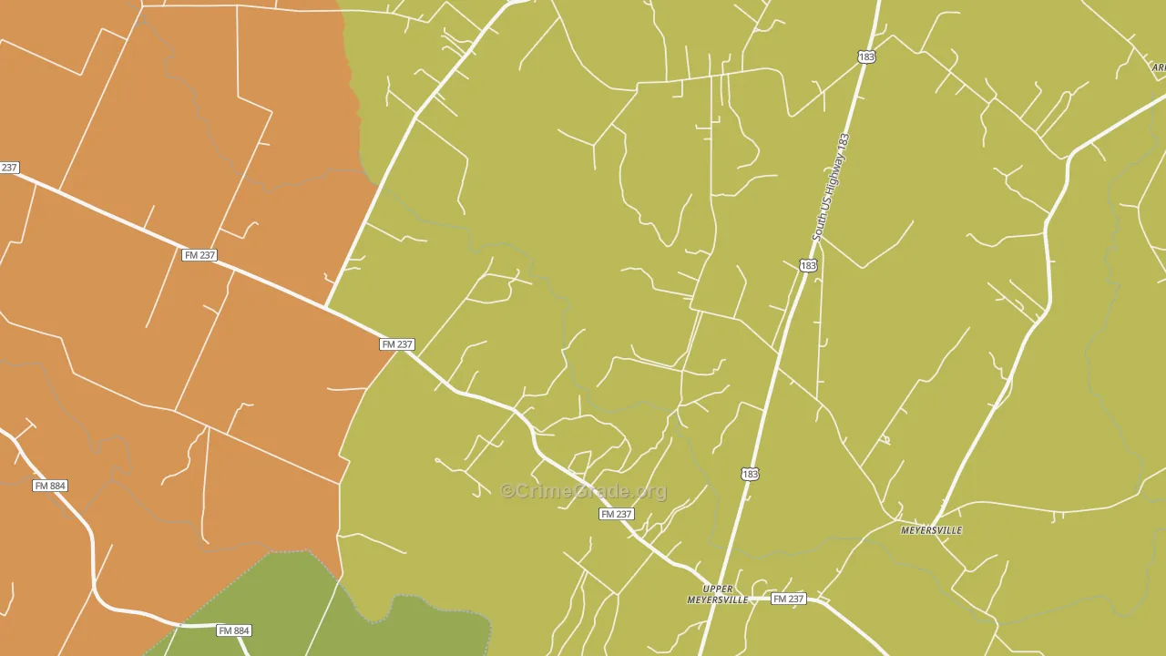 Upper Meyersville, TX Map of Vandalism Rates
