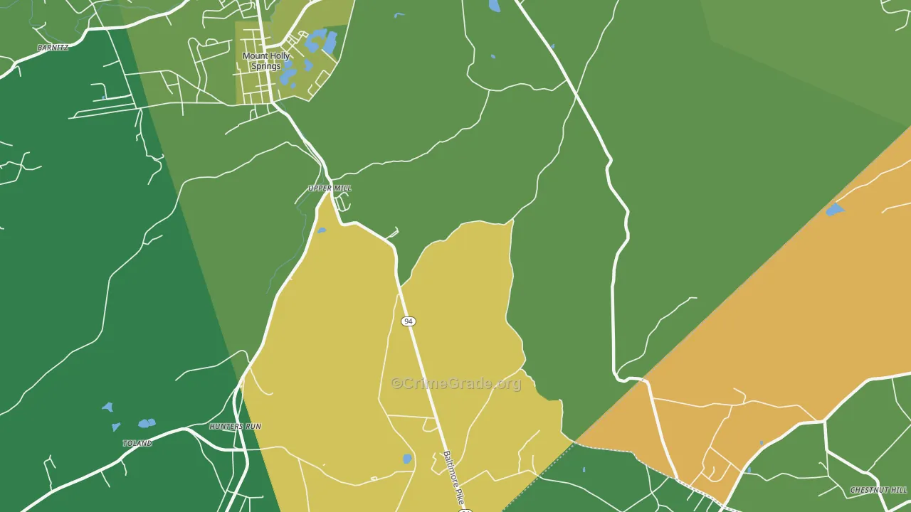 Upper Mill, PA Map of Vandalism Rates