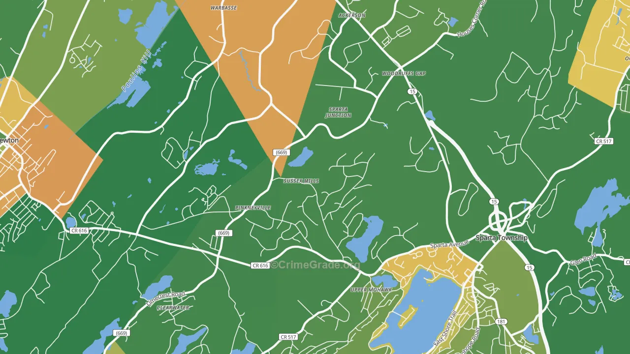Upper Mohawk, NJ Map of Vandalism Rates