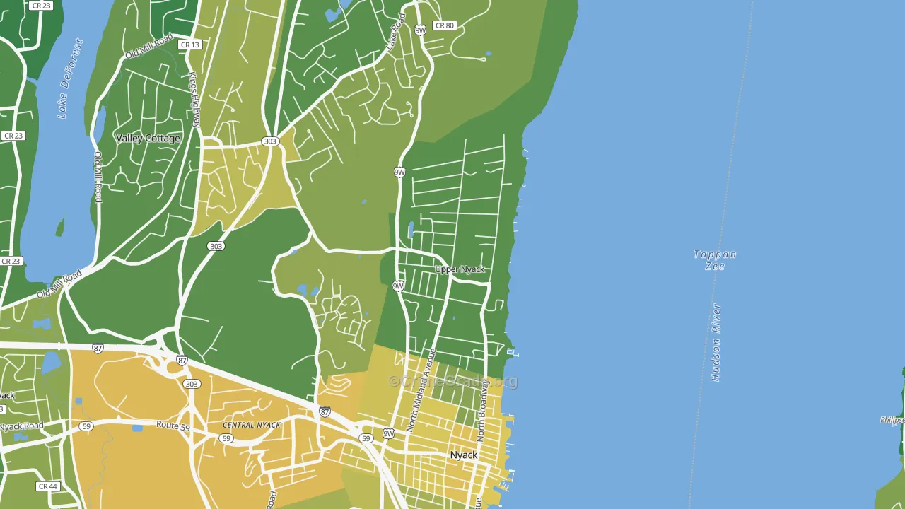 Upper Nyack, NY Map of Vandalism Rates
