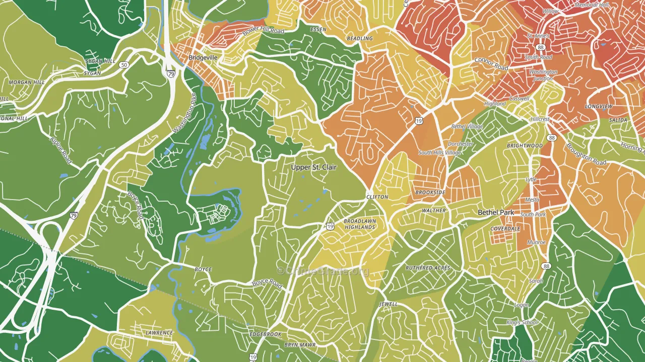 Upper St. Clair, PA Map of Vandalism Rates