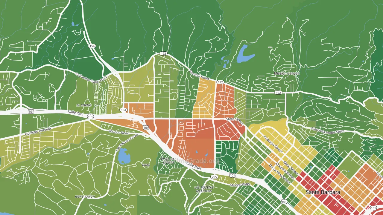 Upper State, Santa Barbara, CA Map of Vandalism Rates