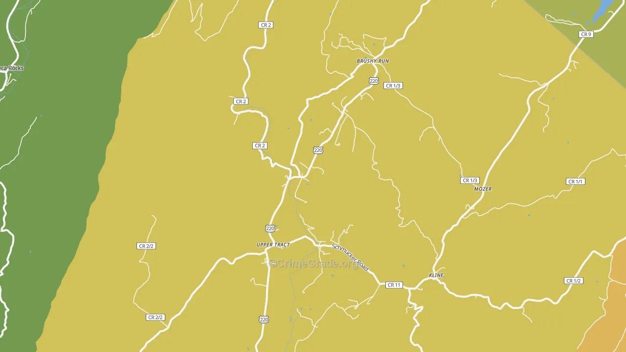 Upper Tract, WV Map of Vandalism Rates