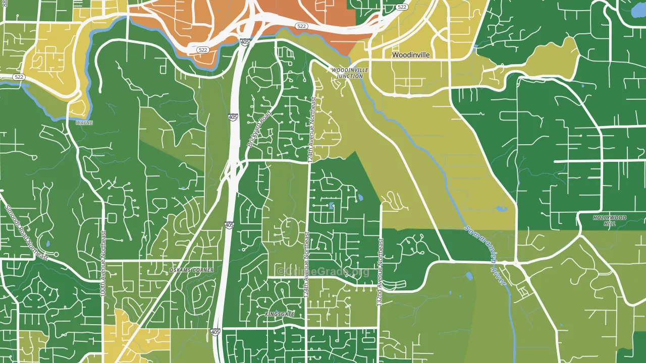 Upper West Ridge, Woodinville, WA Map of Vandalism Rates