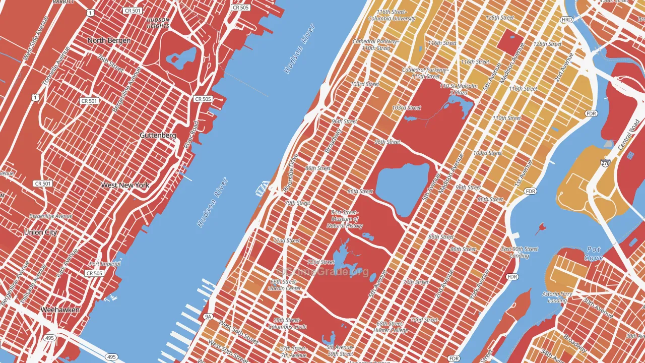 Upper West Side, Manhattan, NY Map of Vandalism Rates