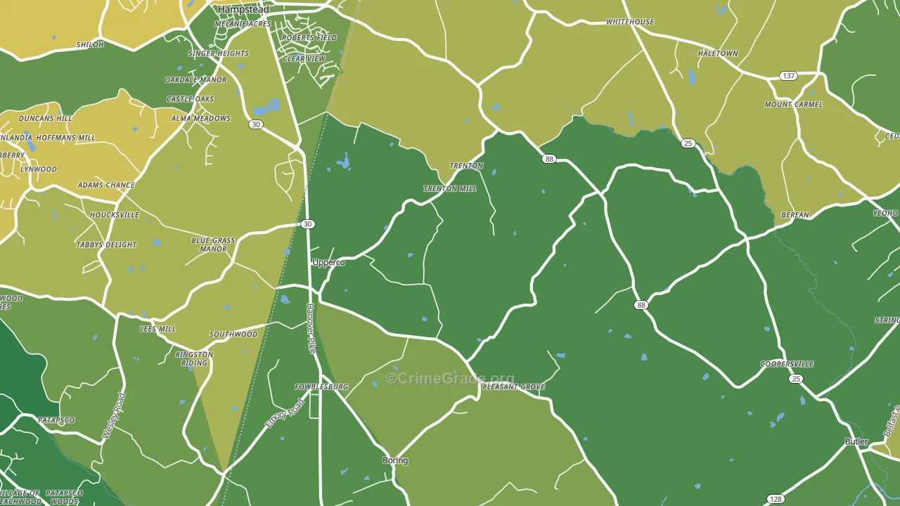 Upperco, MD Map of Vandalism Rates