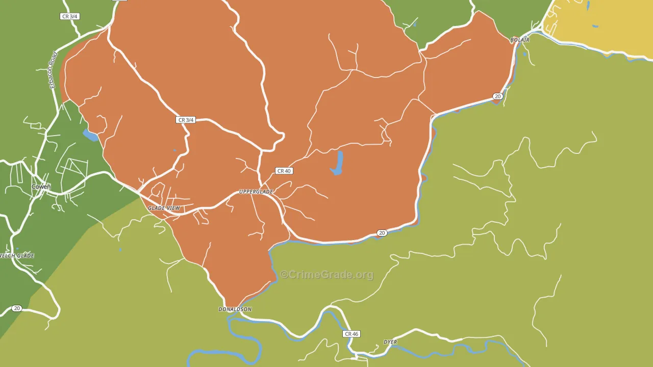 Upperglade, WV Map of Vandalism Rates