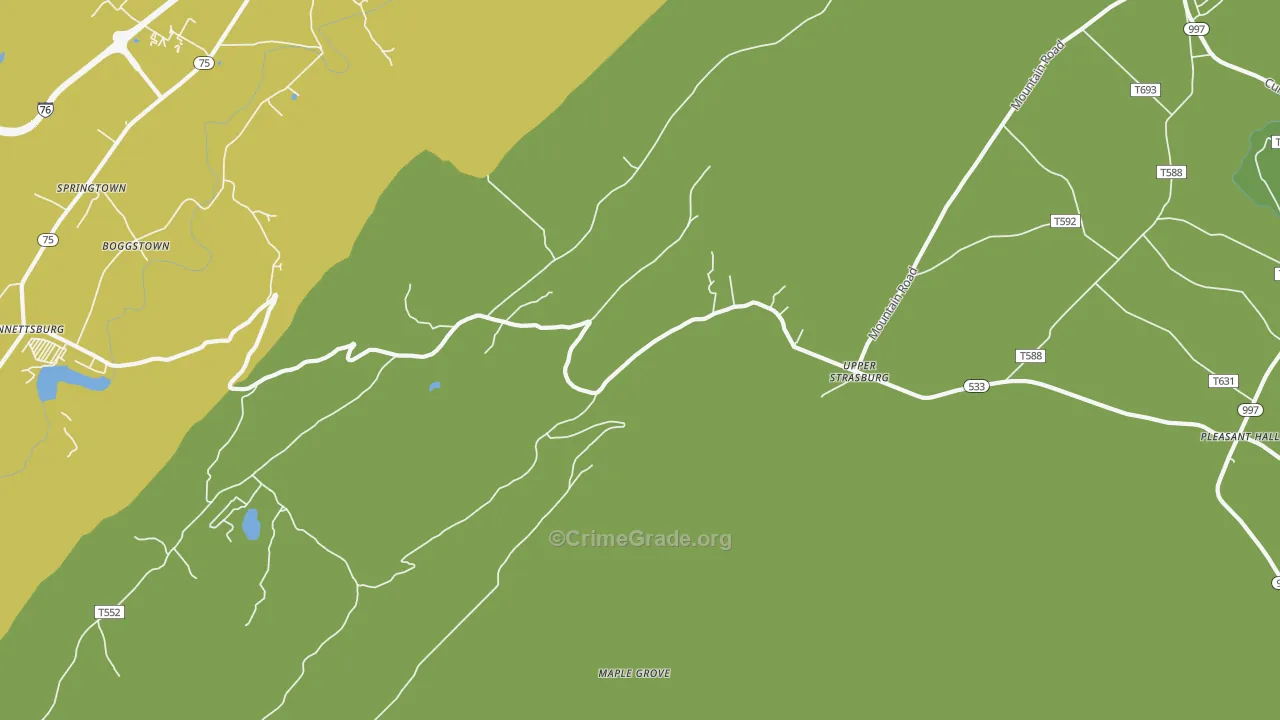 Upperstrasburg, PA Map of Vandalism Rates