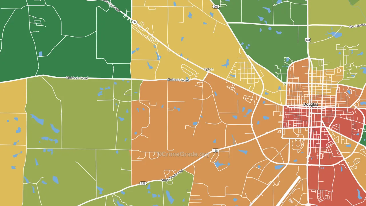 Upton, GA Map of Vandalism Rates