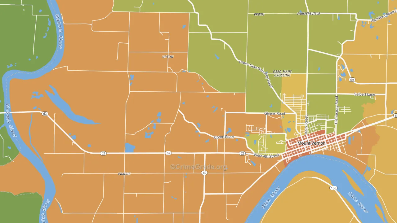 Upton, IN Map of Vandalism Rates