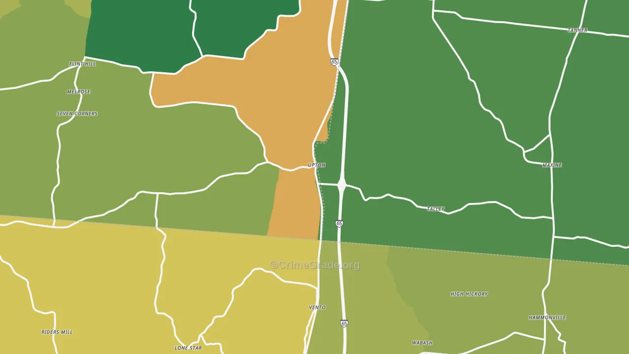 Upton, KY Map of Vandalism Rates