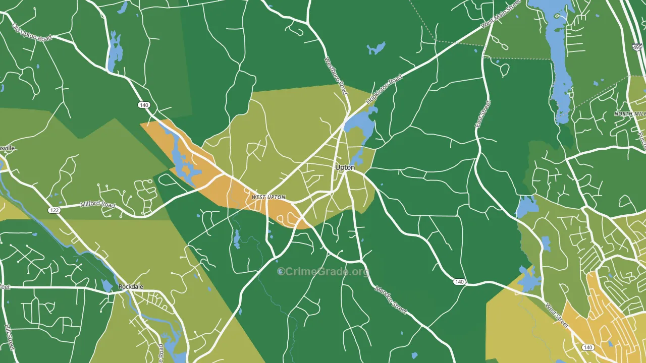 Upton, MA Map of Vandalism Rates