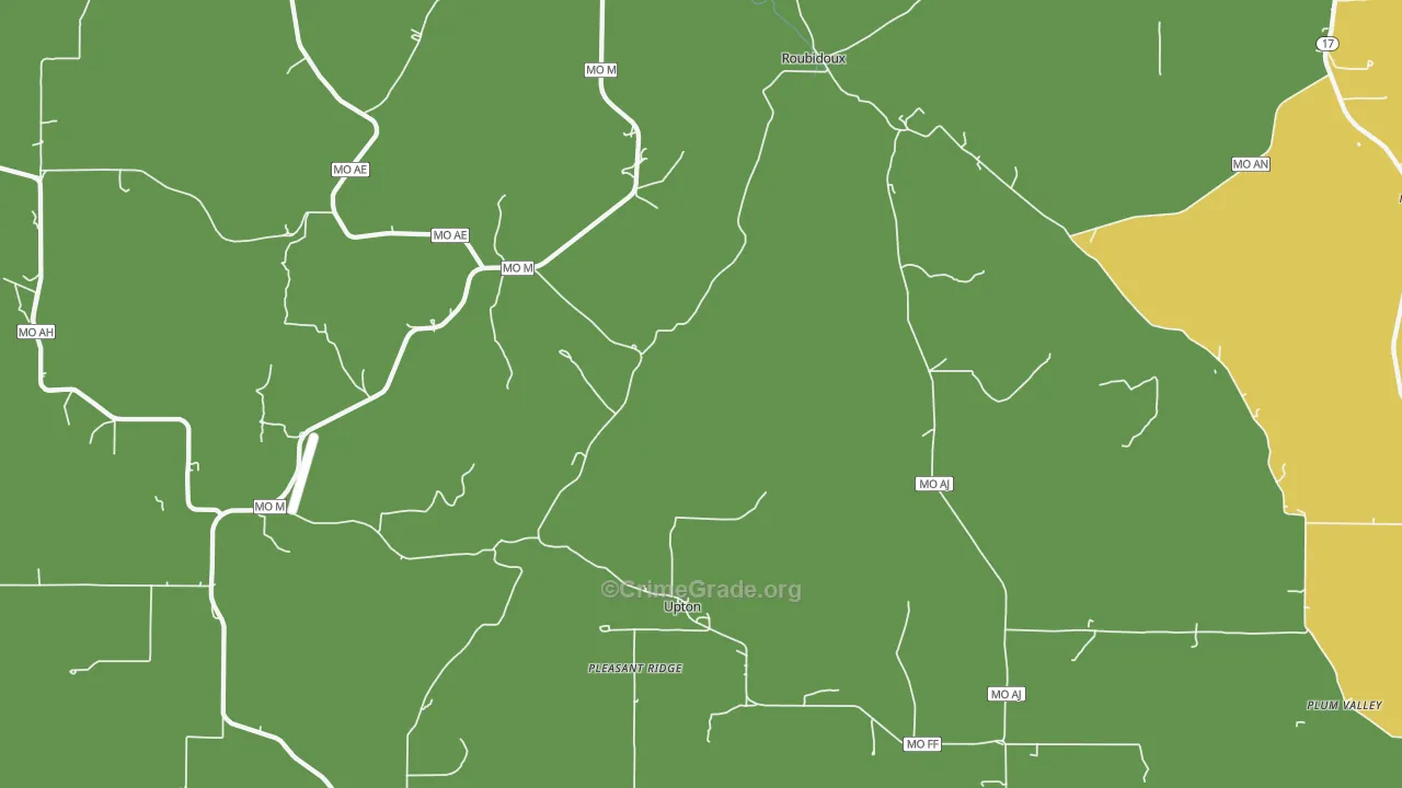 Upton, MO Map of Vandalism Rates