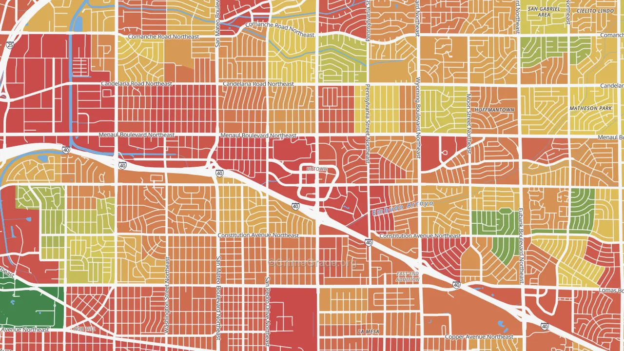 Uptown, Albuquerque, NM Map of Vandalism Rates