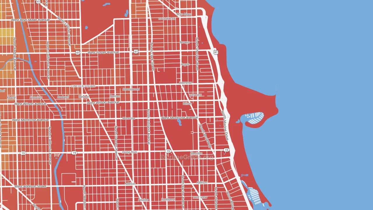 Uptown, Chicago, IL Map of Vandalism Rates