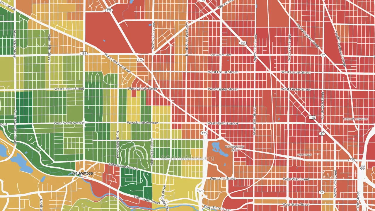 Uptown, Milwaukee, WI Map of Vandalism Rates